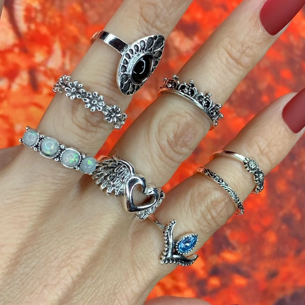 3/$10 NEW Boho Style Rings & MIDI Rings Design Mix / silver tone Bundle NWOT - Picture 3 of 9
